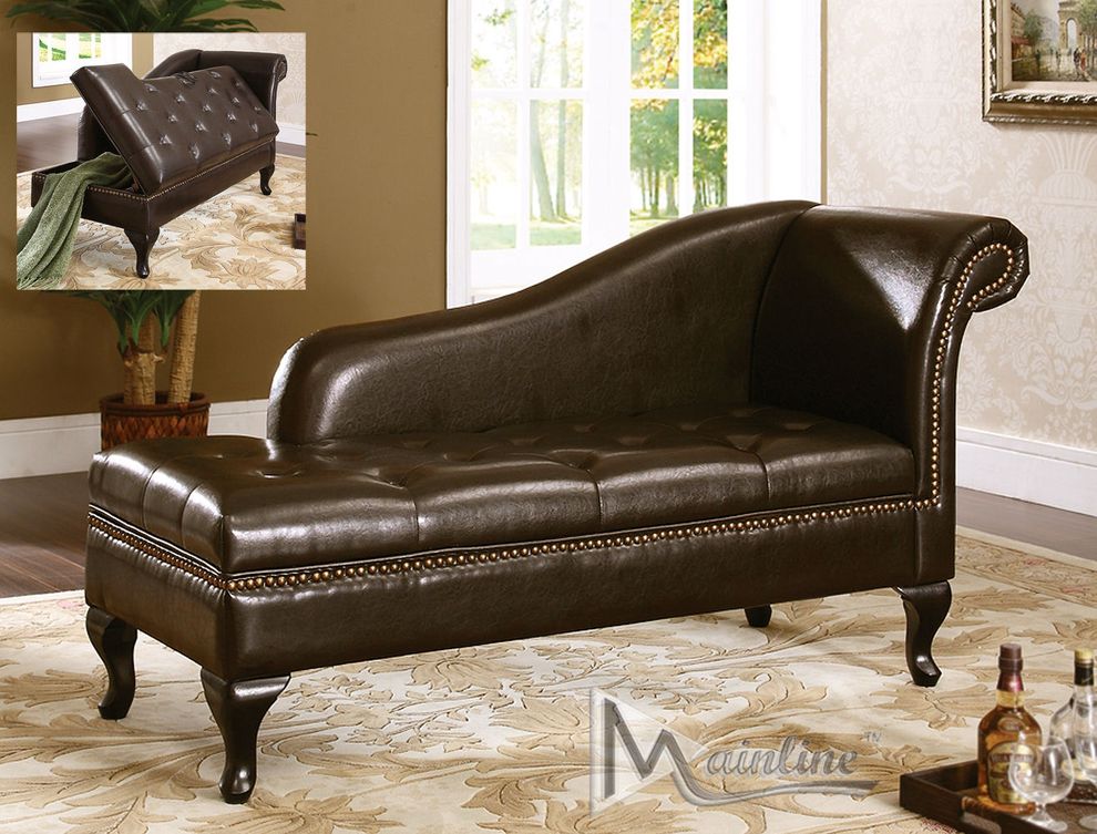 Classical espresso chaise lounge by Mainline