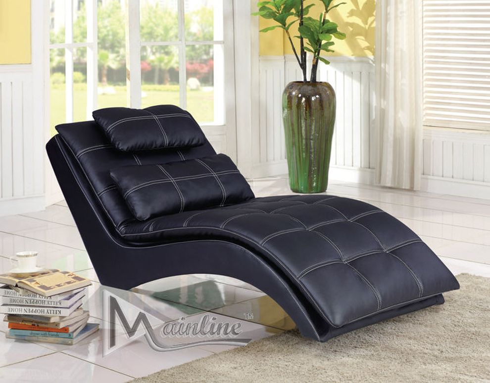 Modern black leatherette chaise by Mainline