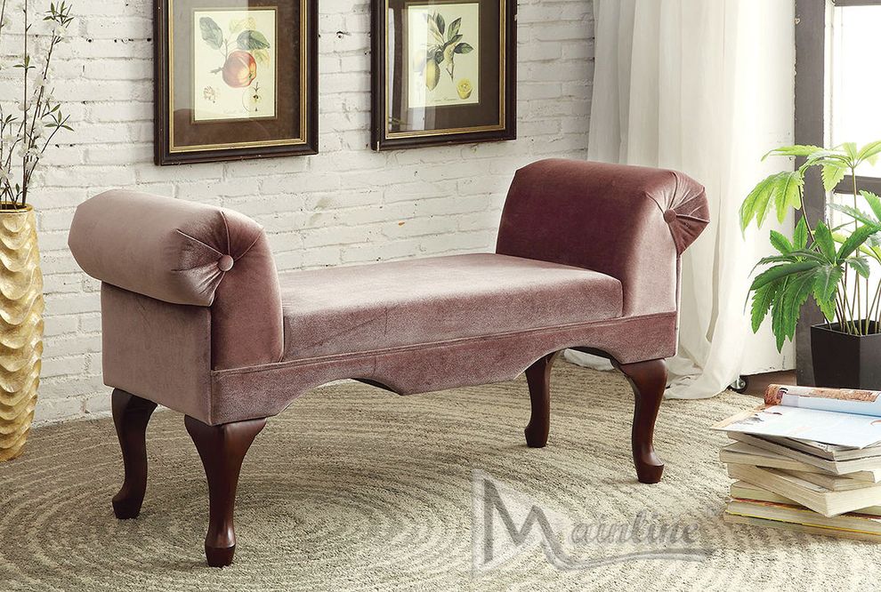 Neo-classical bench in bourbon brown fabric by Mainline