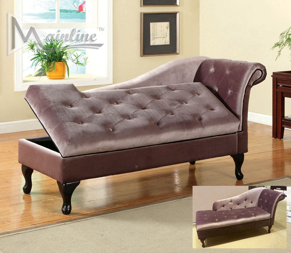 Chaise lounge in brown velvet fabric by Mainline