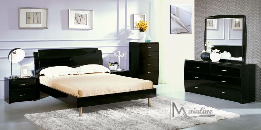 Contemporary black bed in casual style by Mainline