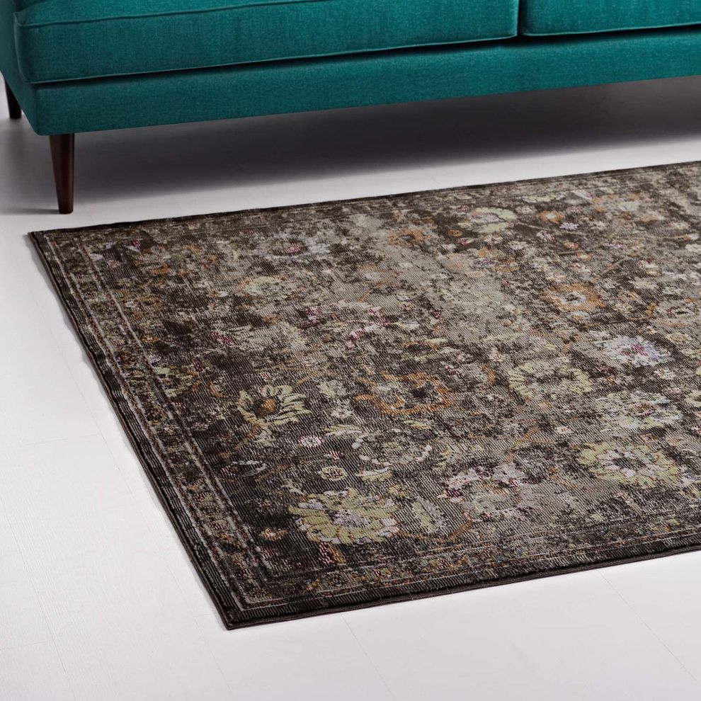 Distressed floral lattice area rug by Modway