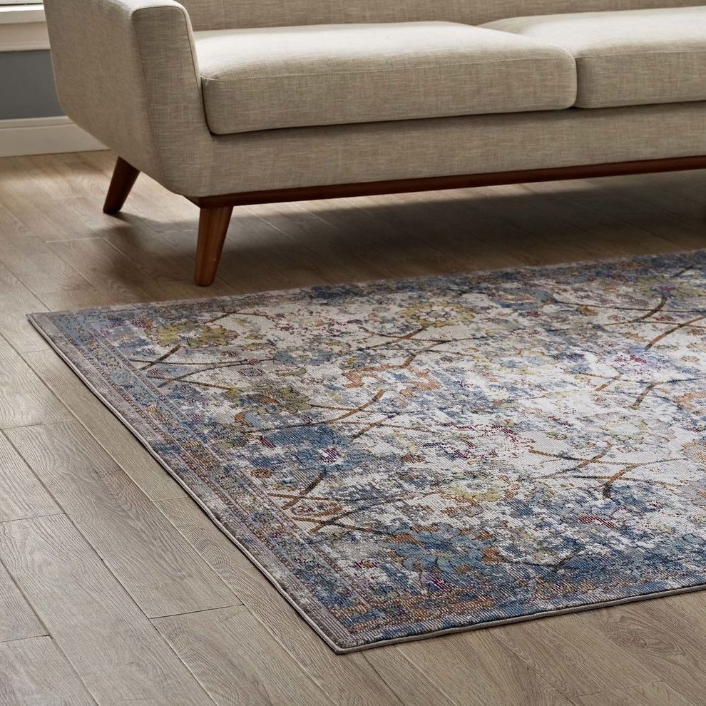 Distressed floral lattice area rug by Modway