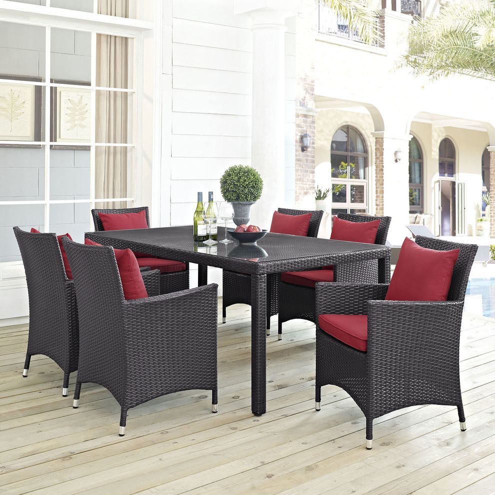 7pcs contemporary outdoor dining table + chairs set by Modway