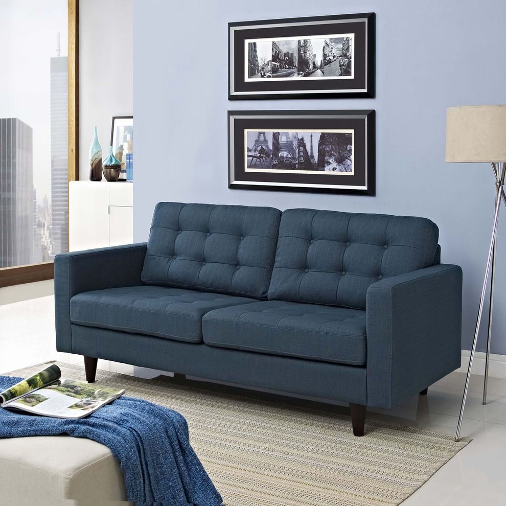 Quality azure fabric upholstered loveseat by Modway