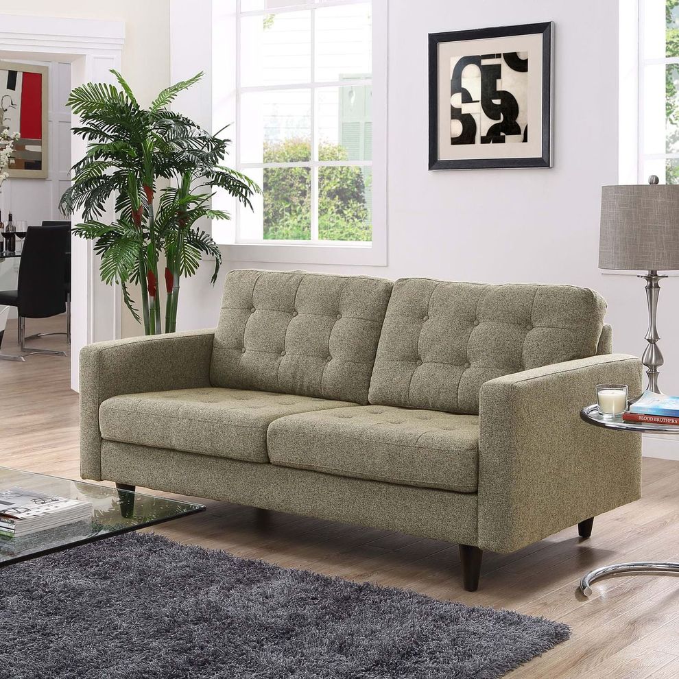 Quality granite gray fabric upholstered loveseat by Modway