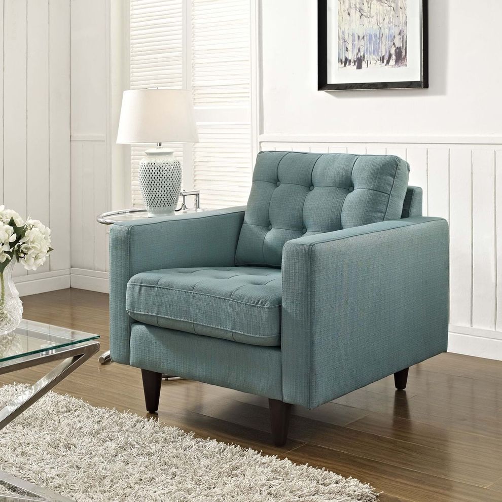 Quality laguna blue fabric upholstered chair by Modway