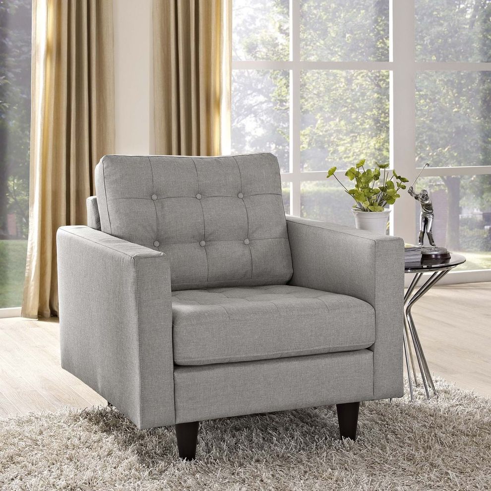 Quality light gray fabric upholstered chair by Modway