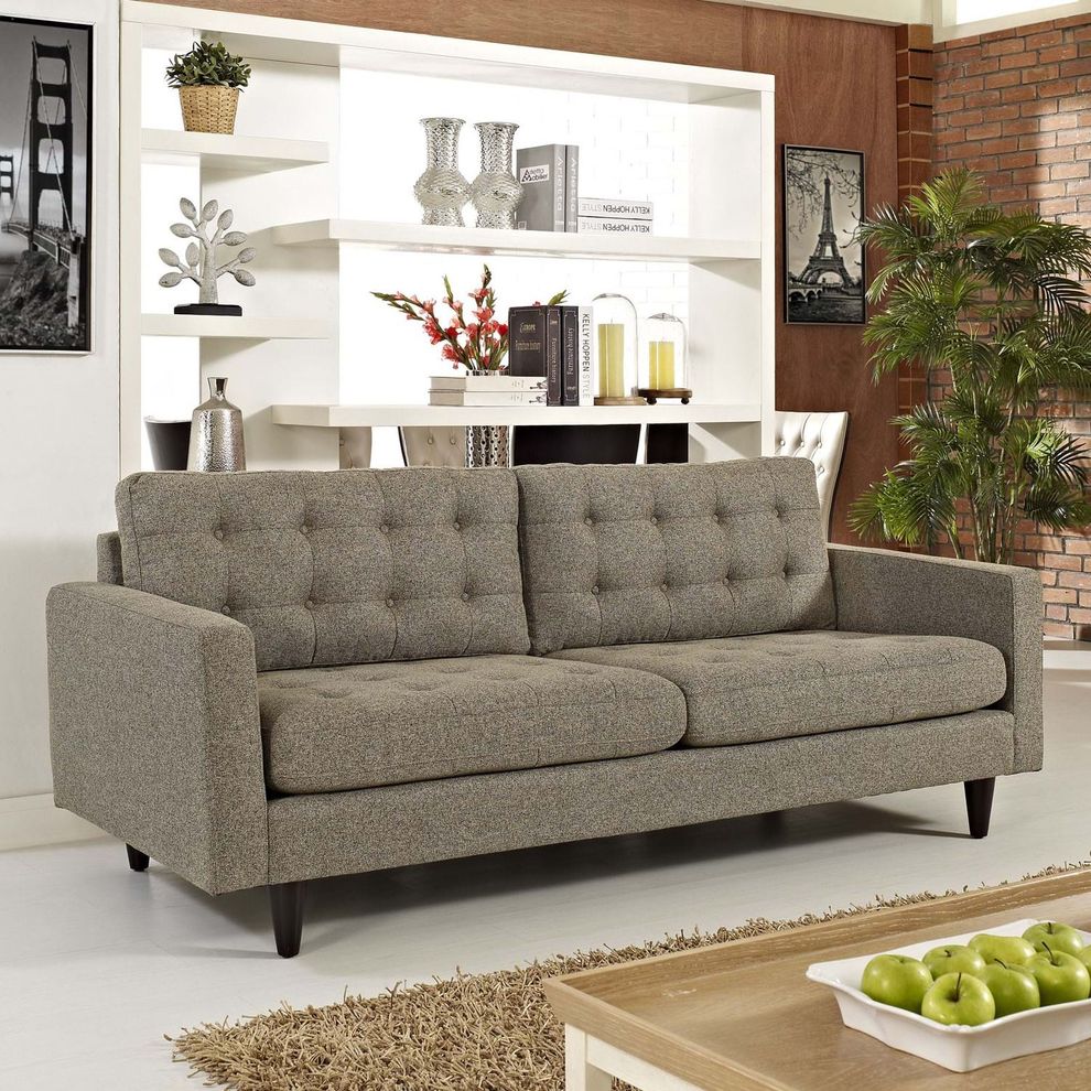 Quality oatmeal fabric upholstered sofa by Modway