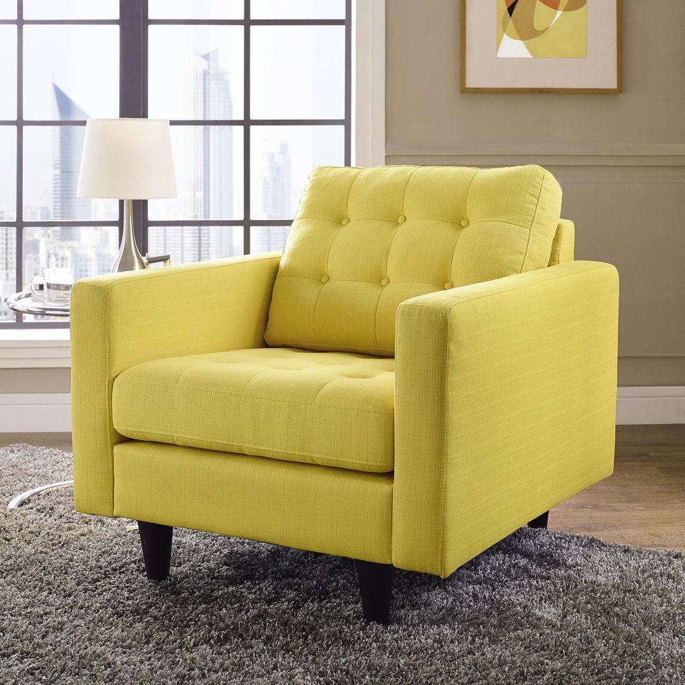 Quality sunny yellow fabric upholstered chair by Modway