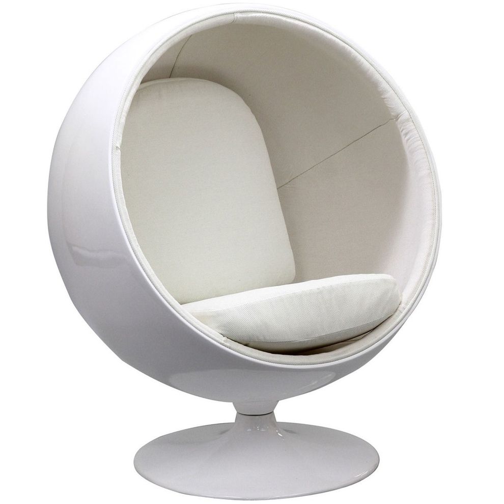 Retro swivel lounge chair with white inner shell by Modway