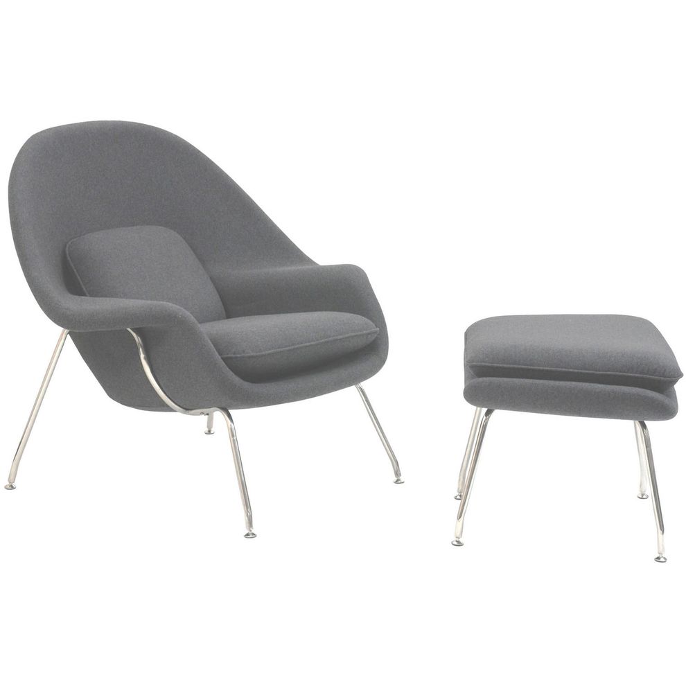 Light gray fabric chair + ottoman lounge set by Modway