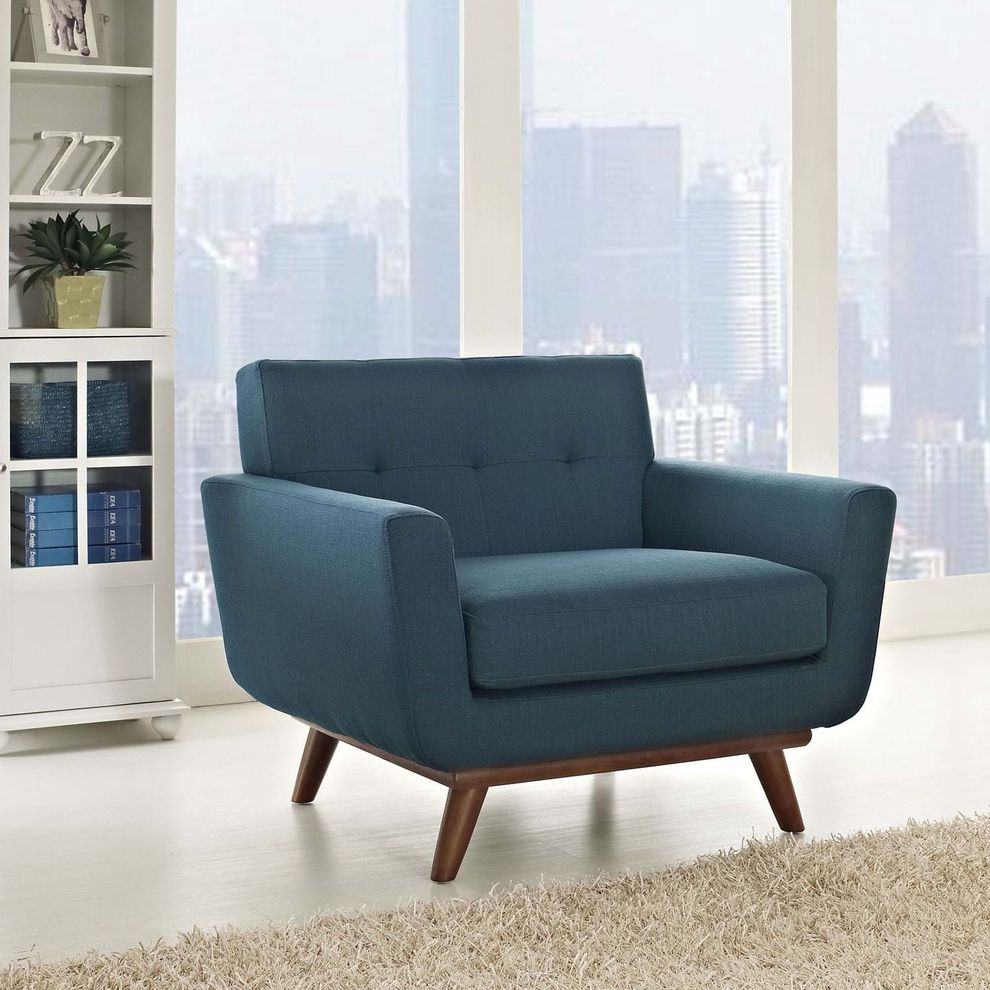 Azure teal fabric tufted back contemporary chair by Modway