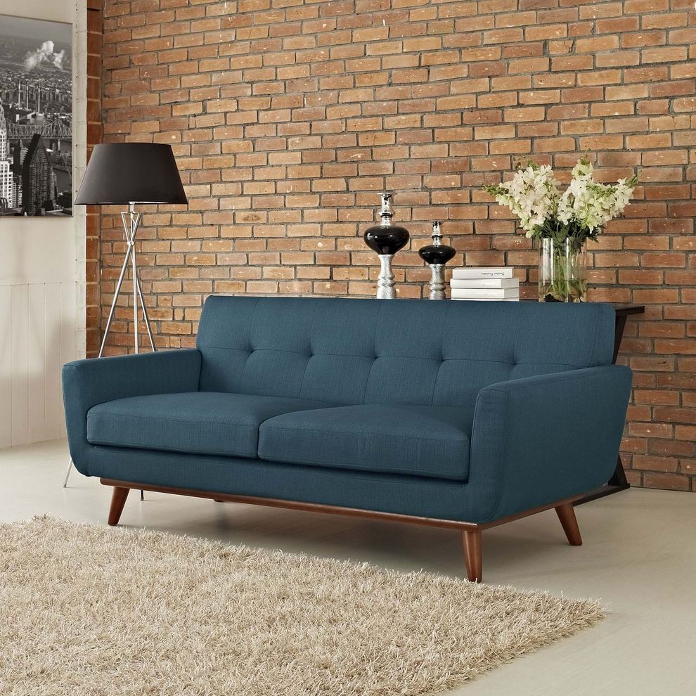 Azure teal fabric tufted back contemporary loveseat by Modway