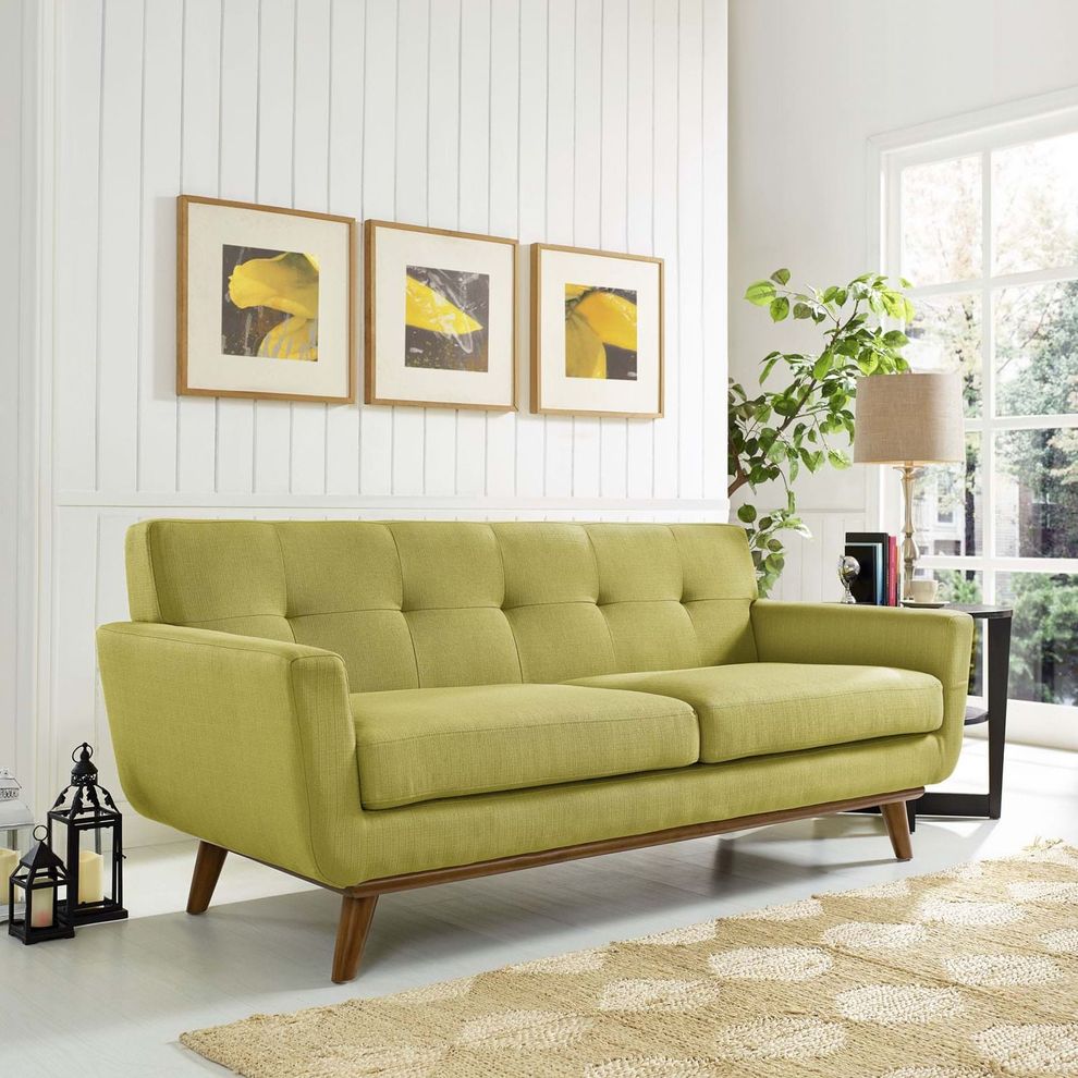 Wheatgrass fabric tufted back contemporary loveseat by Modway