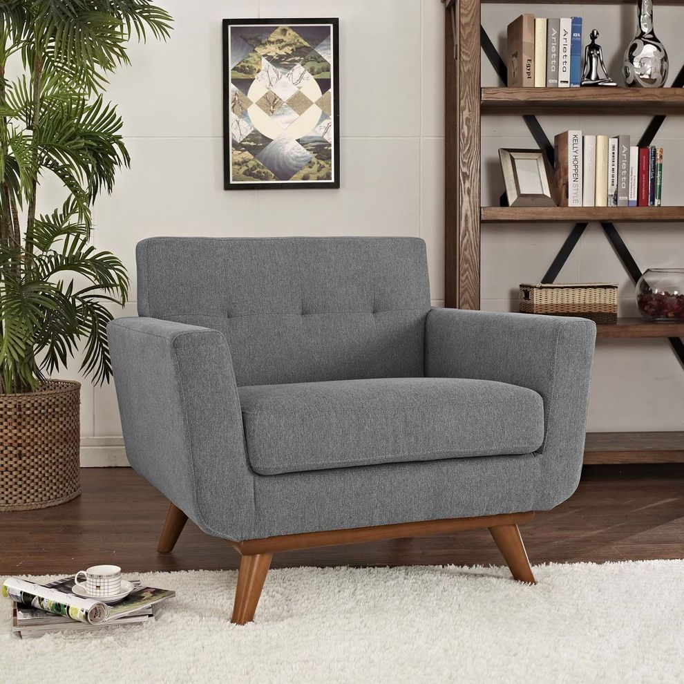 Expectation gray fabric tufted back chair by Modway