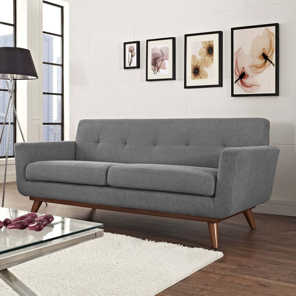 Expectation gray fabric tufted back loveseat by Modway