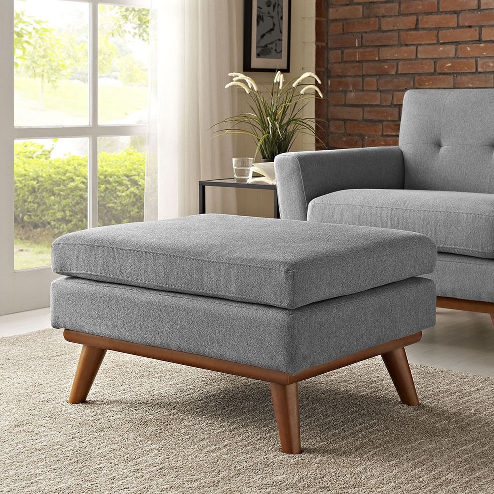 Expectation gray fabric tufted ottoman by Modway