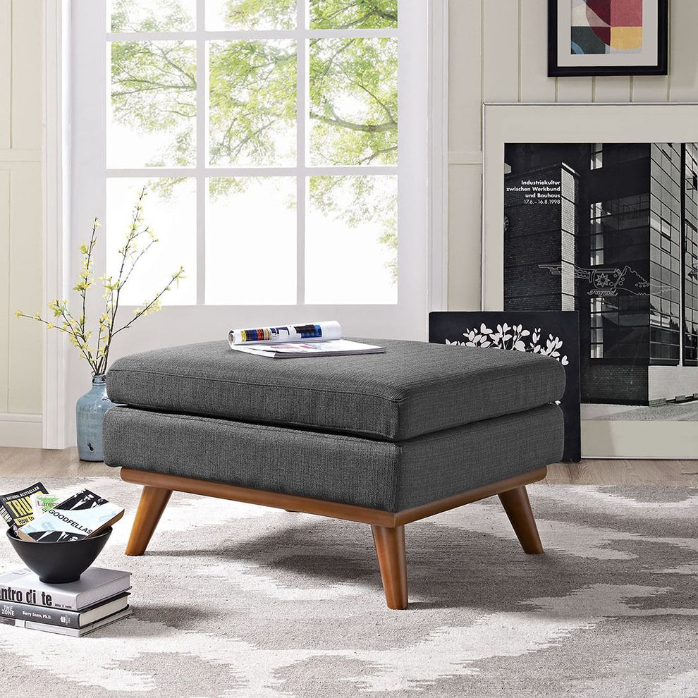 Gray fabric tufted top ottoman by Modway