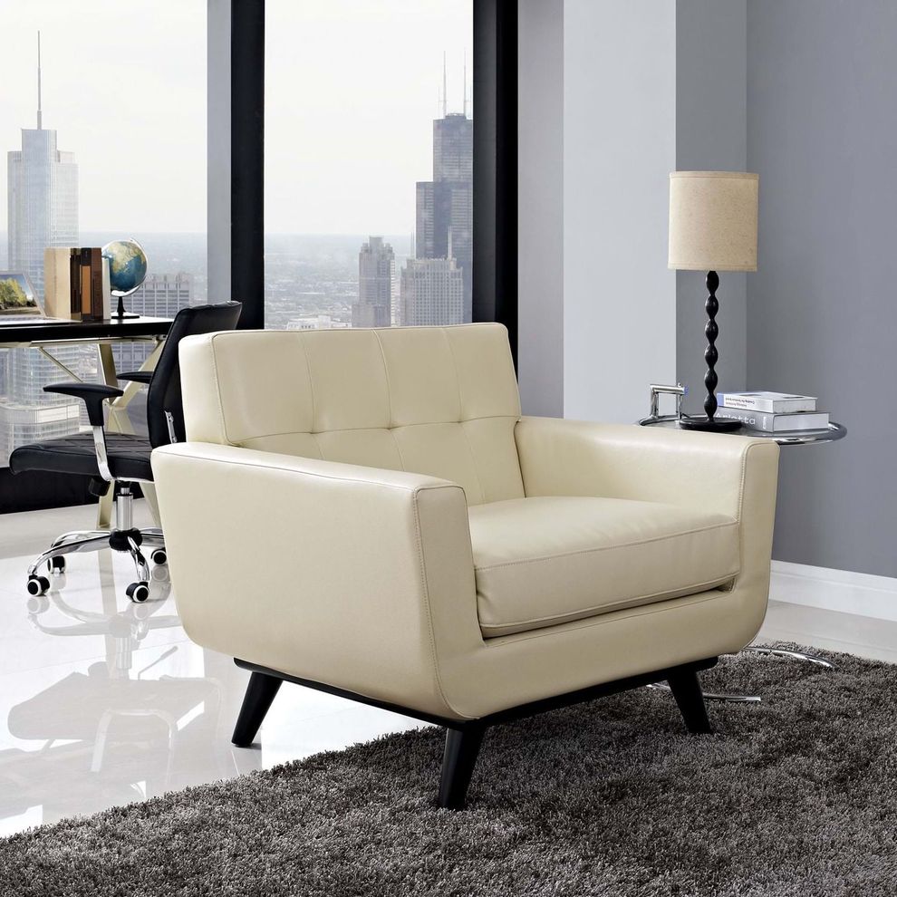 Beige leather retro style chair by Modway
