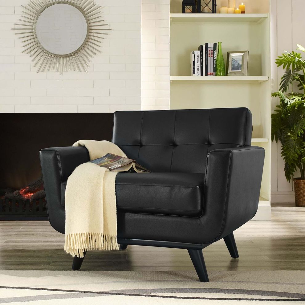 Black leather retro style chair by Modway