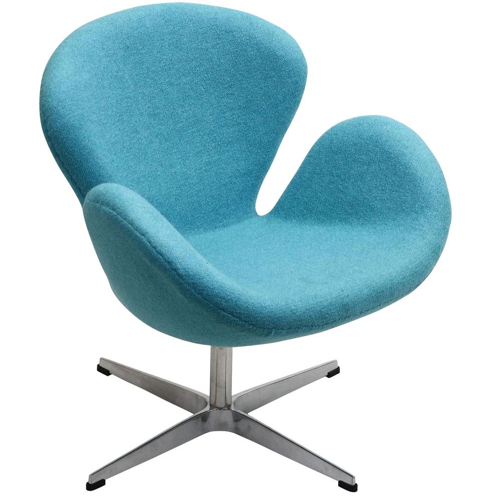 Aluminum frame baby blue fabric lounge chair by Modway