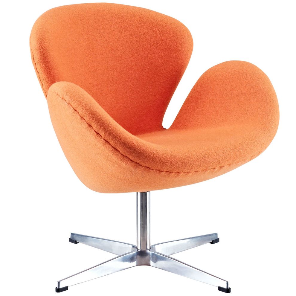 Aluminum frame orange fabric lounge chair by Modway