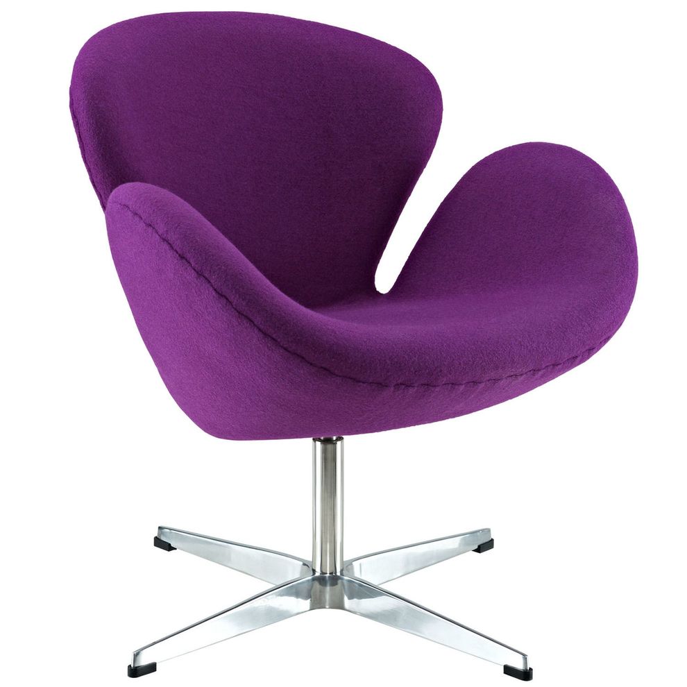 Aluminum frame purple fabric lounge chair by Modway