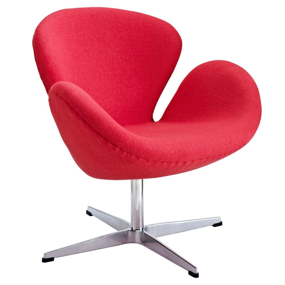 Aluminum frame red fabric lounge chair by Modway