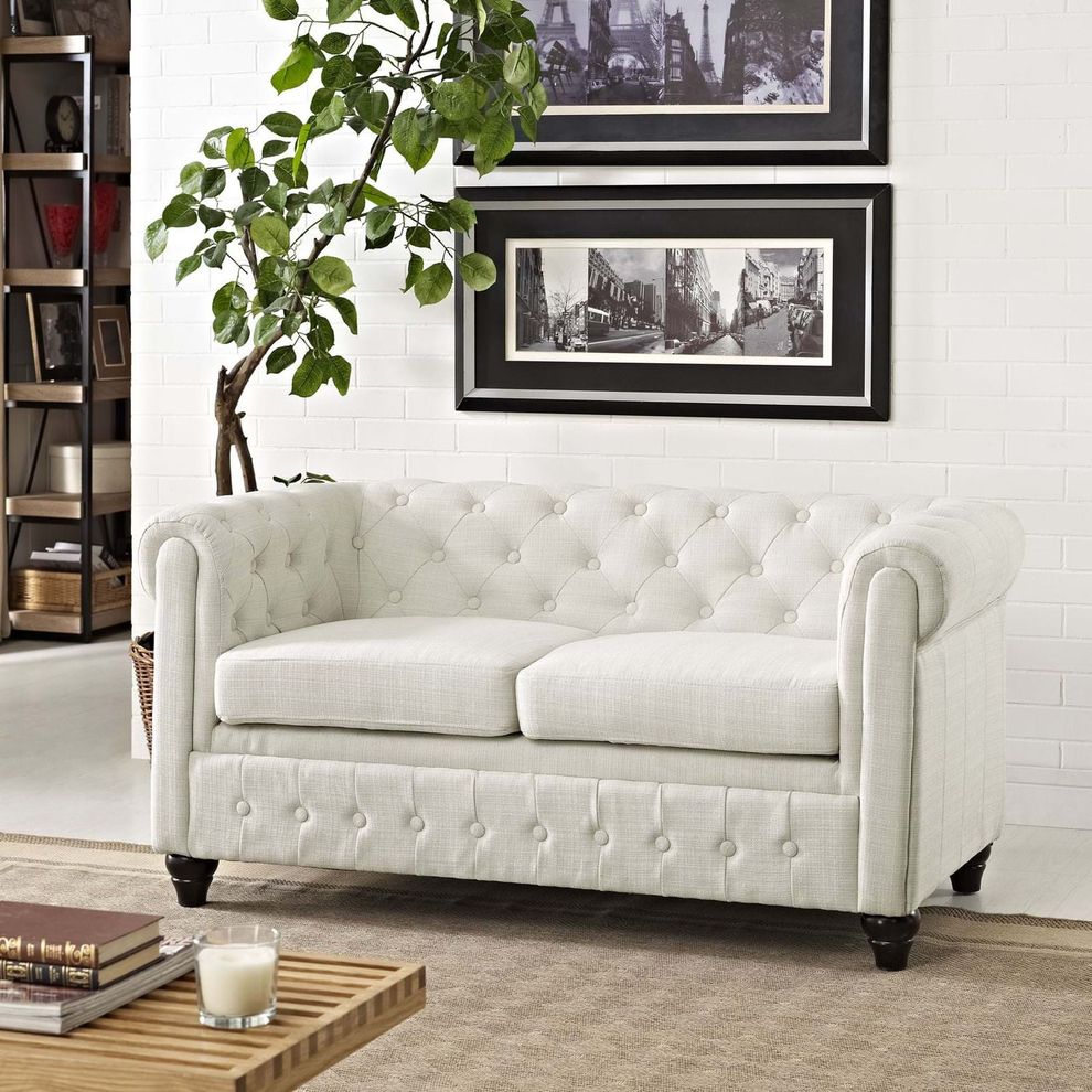 Fabric tufted classical mid-century style loveseat by Modway