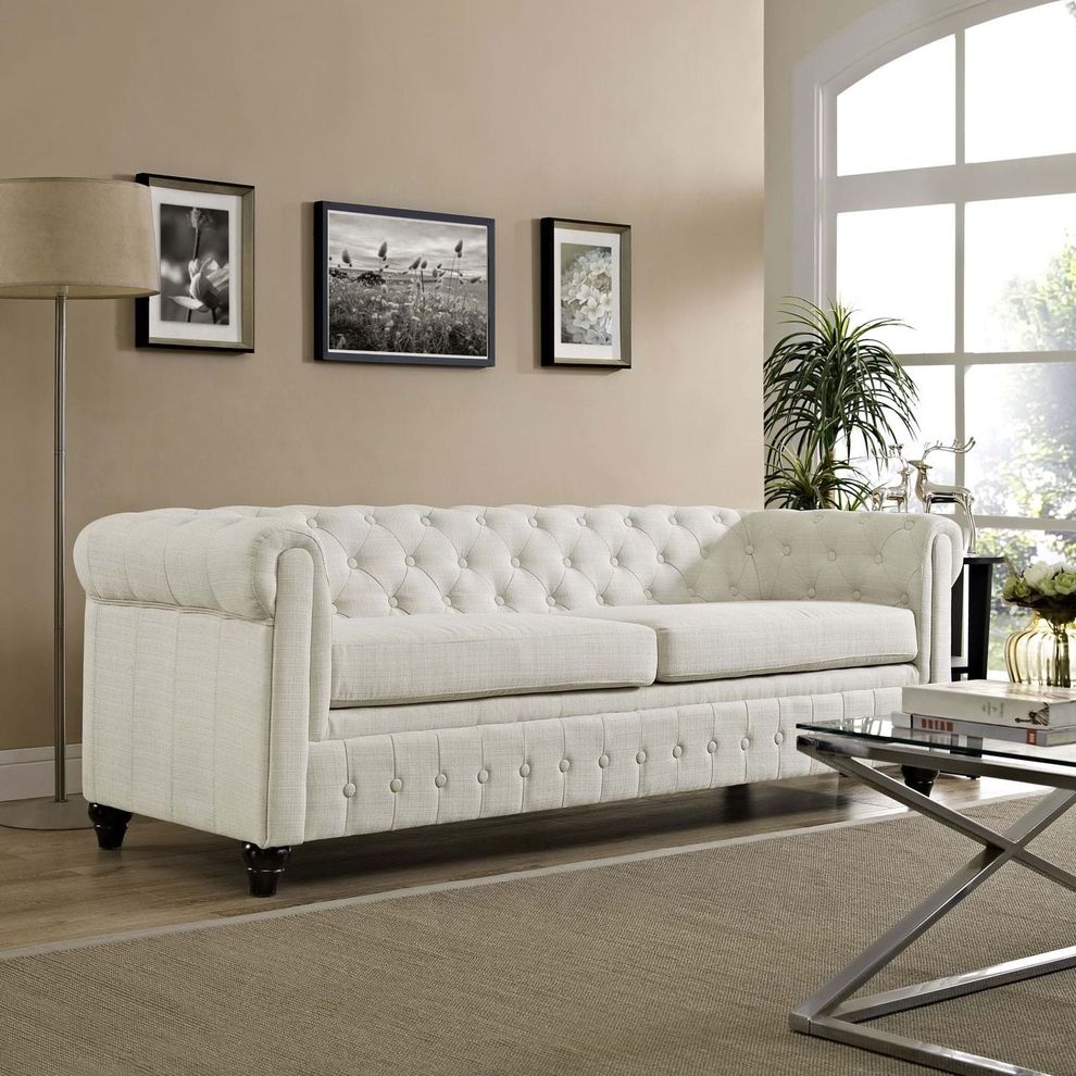 Fabric tufted classical mid-century style sofa by Modway