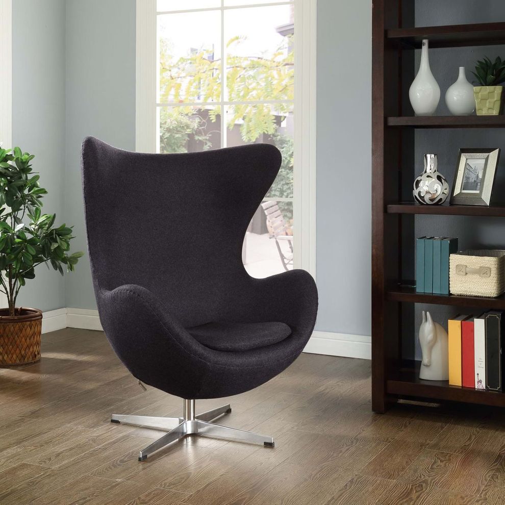 Dark gray wool comfortable lounger style chair by Modway