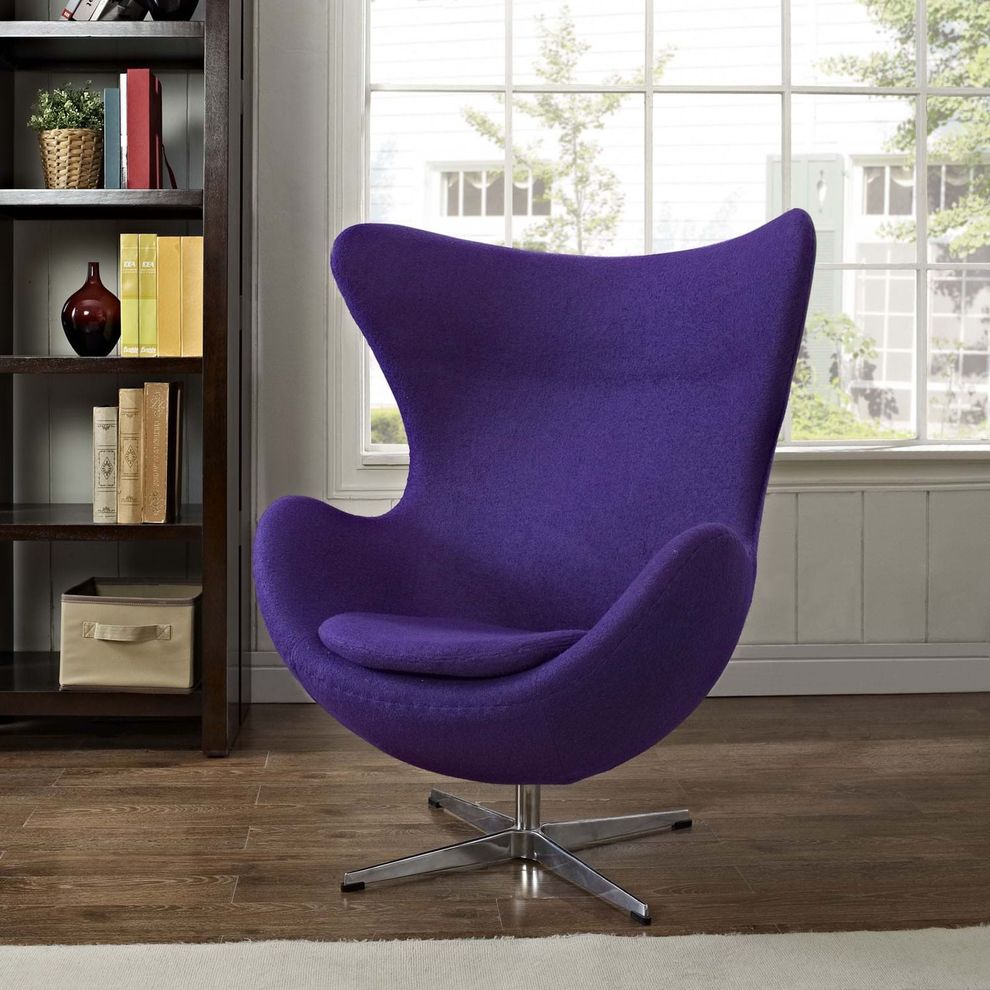 Purple wool comfortable lounger style chair by Modway