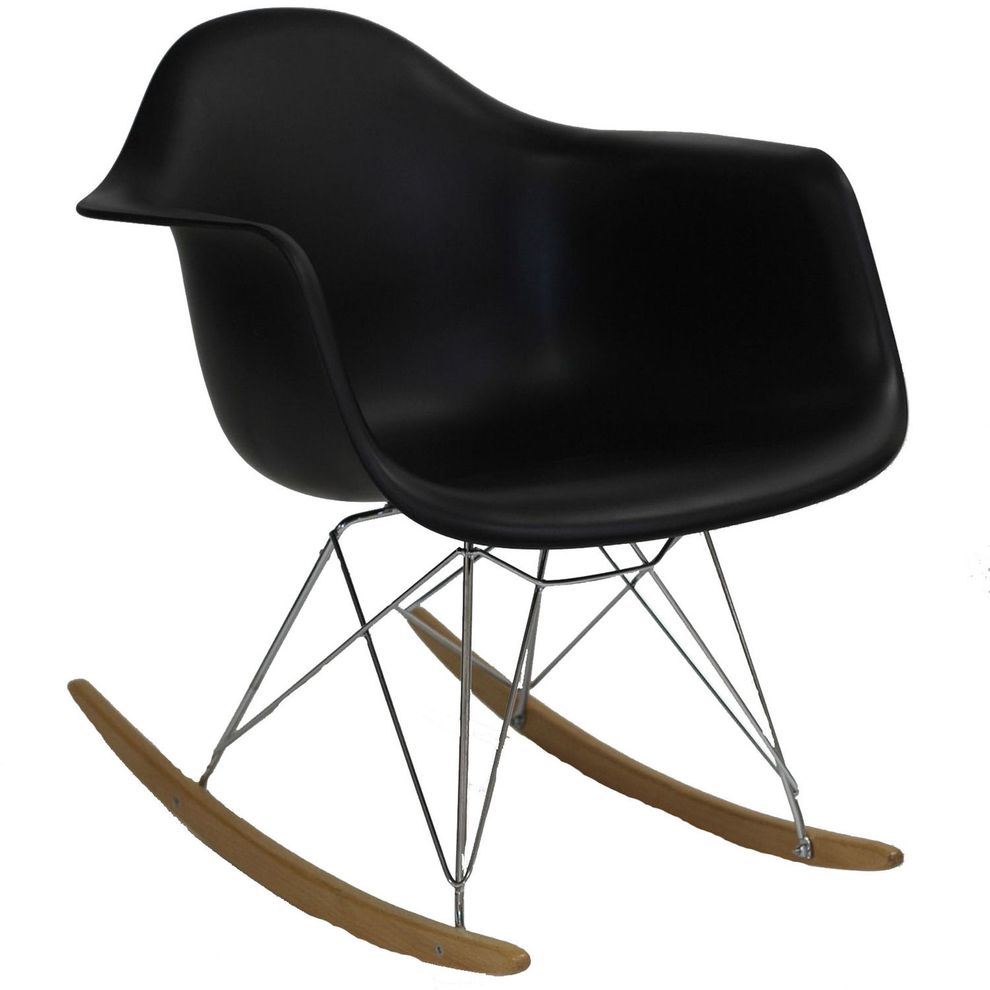 Molded black plastic rocking lounge chair by Modway