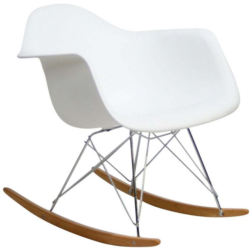 Molded white plastic rocking lounge chair by Modway