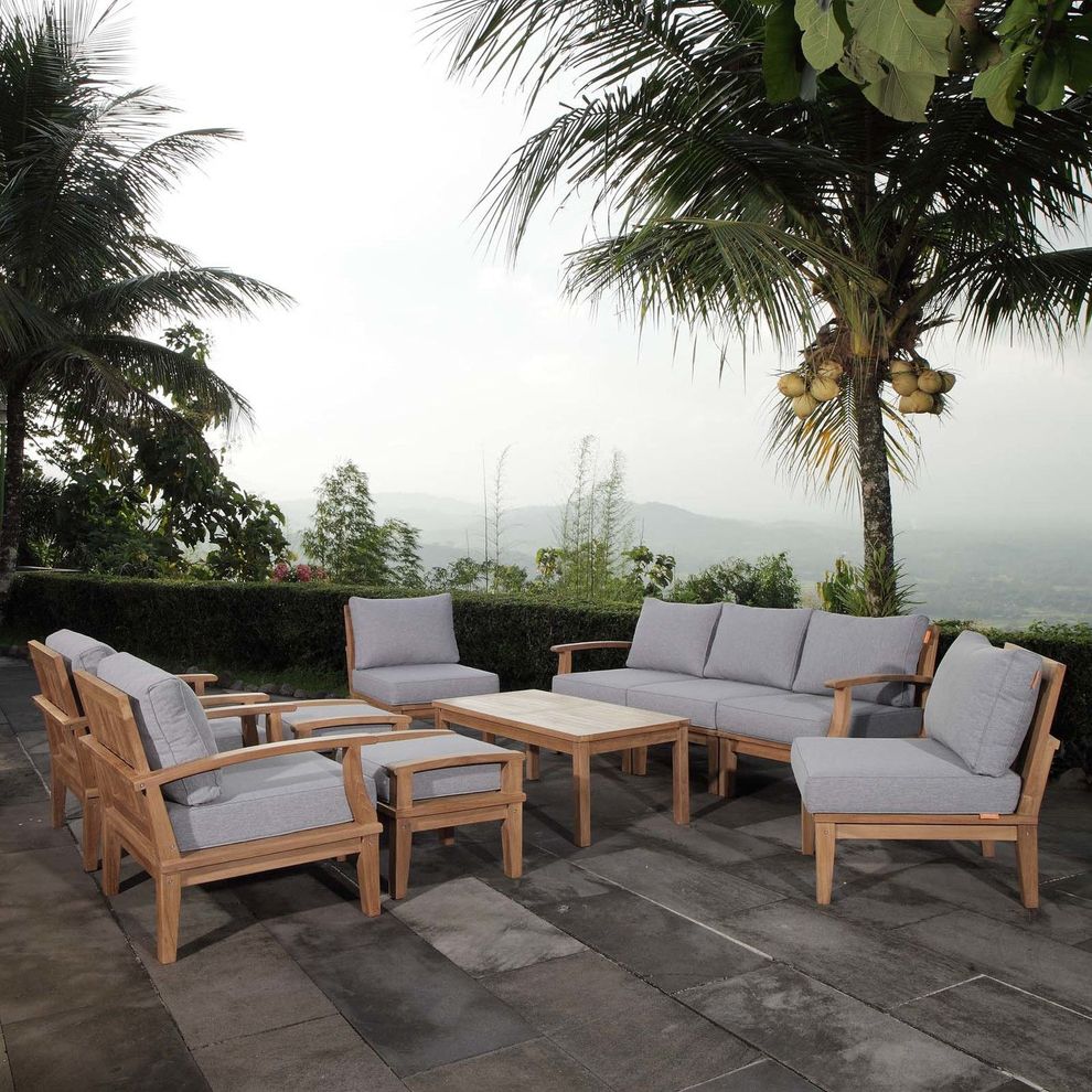 10pcs outside/patio set in natural gray teak by Modway
