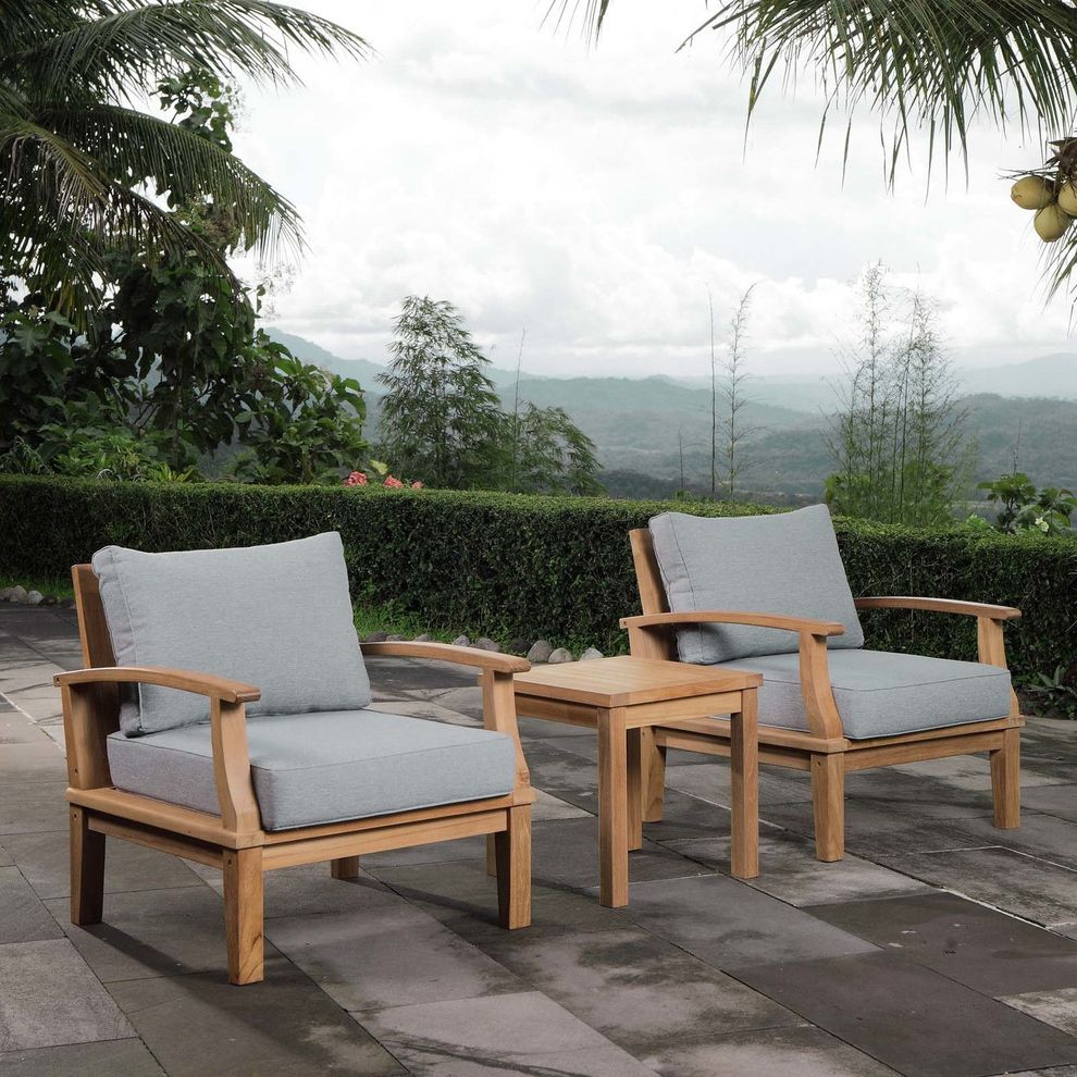 3 pcs outside / patio set in natural teak by Modway