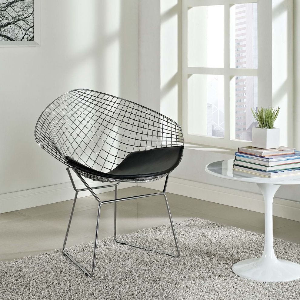 Diamond wire metallic lounge style chair by Modway