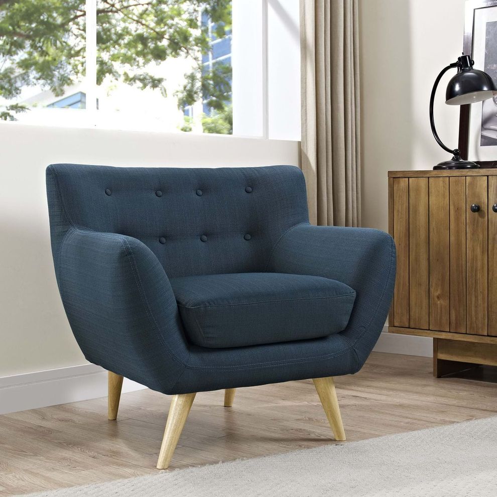 Mid-century style tufted retro chair in azure by Modway