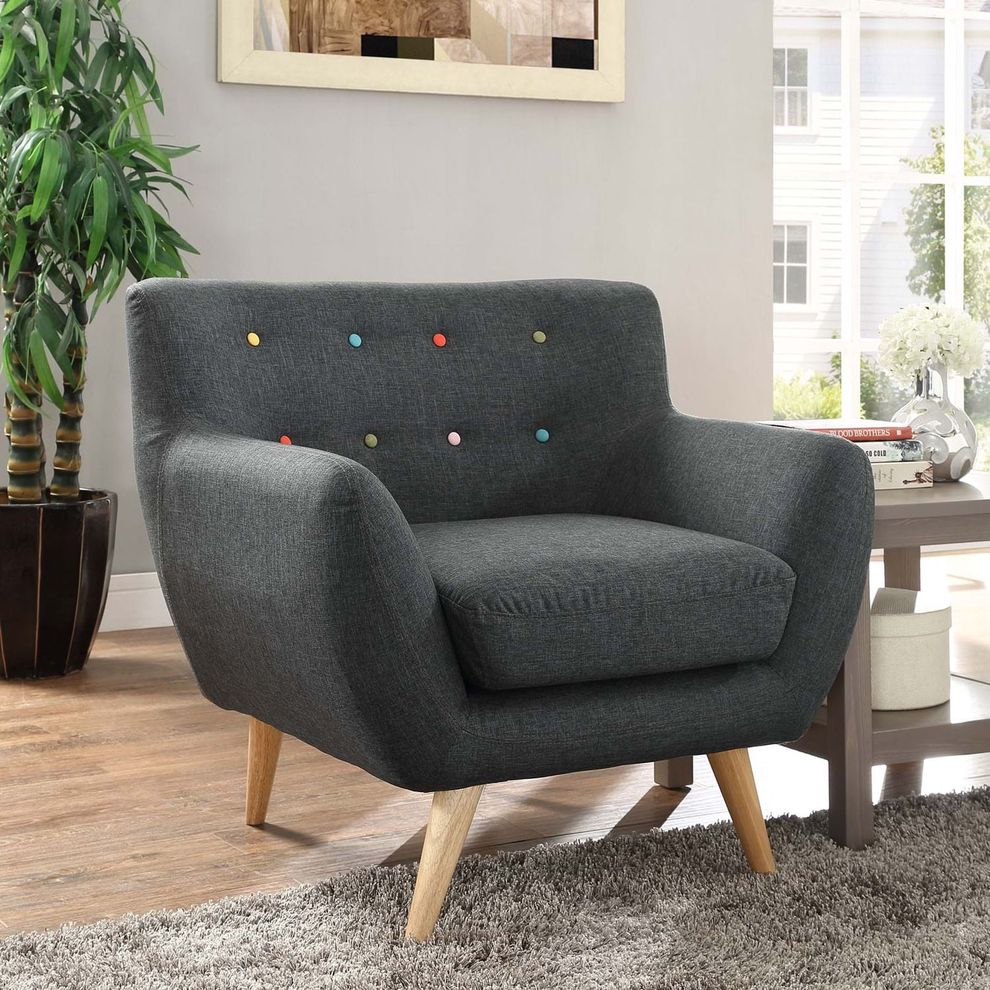 Mid-century style tufted retro chair in gray by Modway