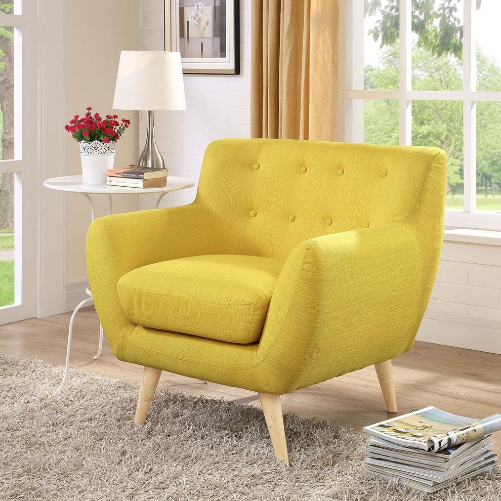 Mid-century style tufted retro chair in sunny by Modway
