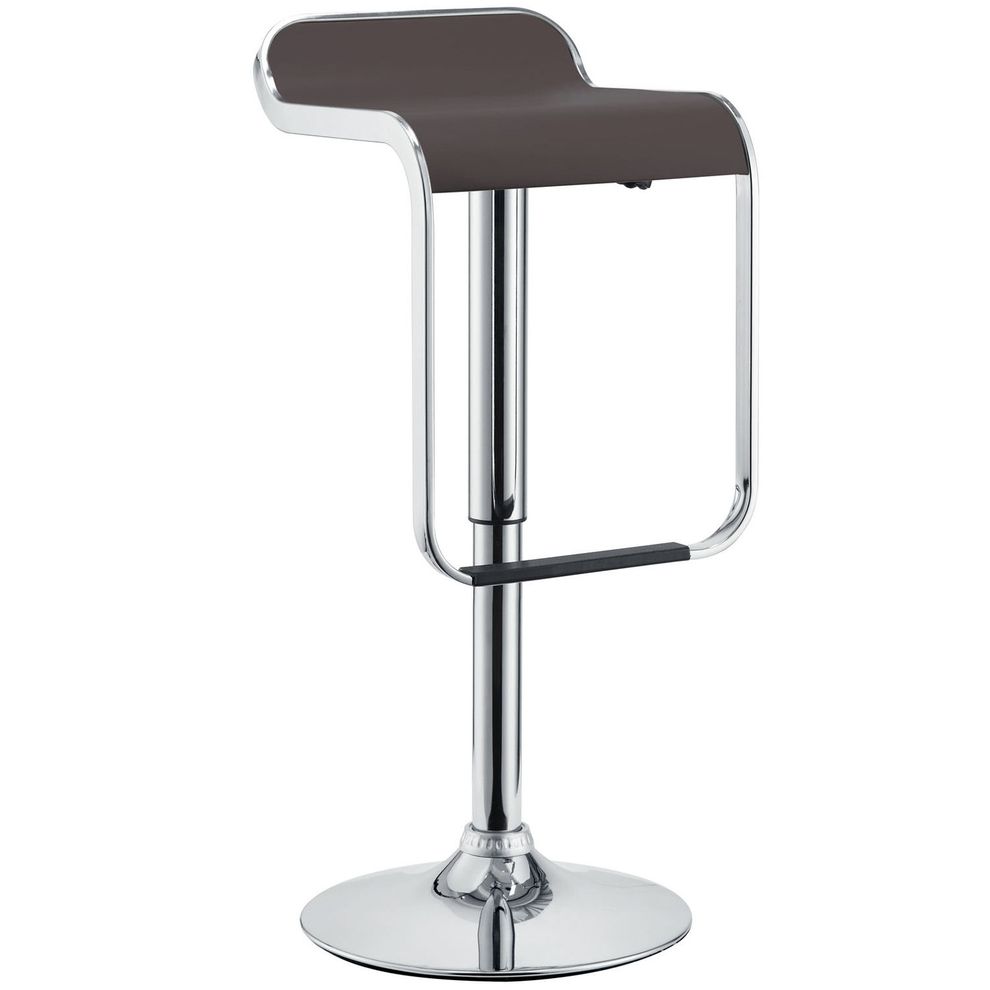 Simple style casual bar stool w/ brown seat by Modway