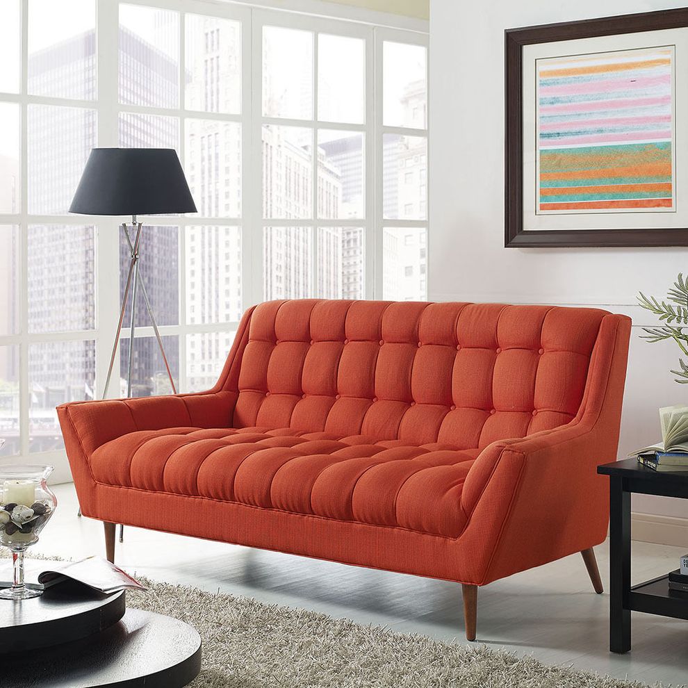 Atomic red fabric slope arms design loveseat by Modway