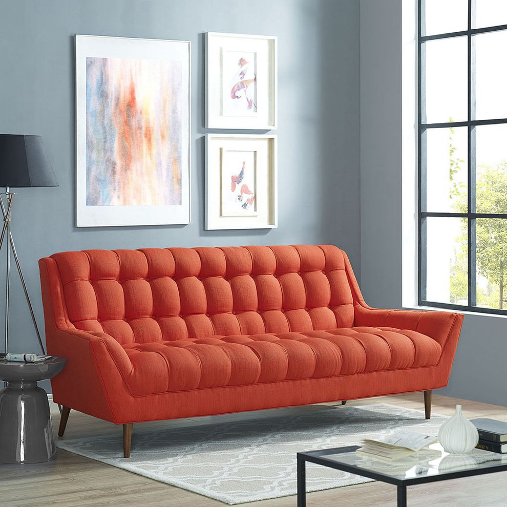 Atomic red fabric slope arms design sofa by Modway