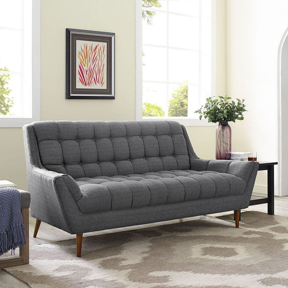 Gray fabric slope arms design lovseat by Modway