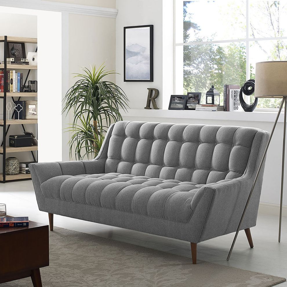 Gray fabric slope arms design loveseat by Modway