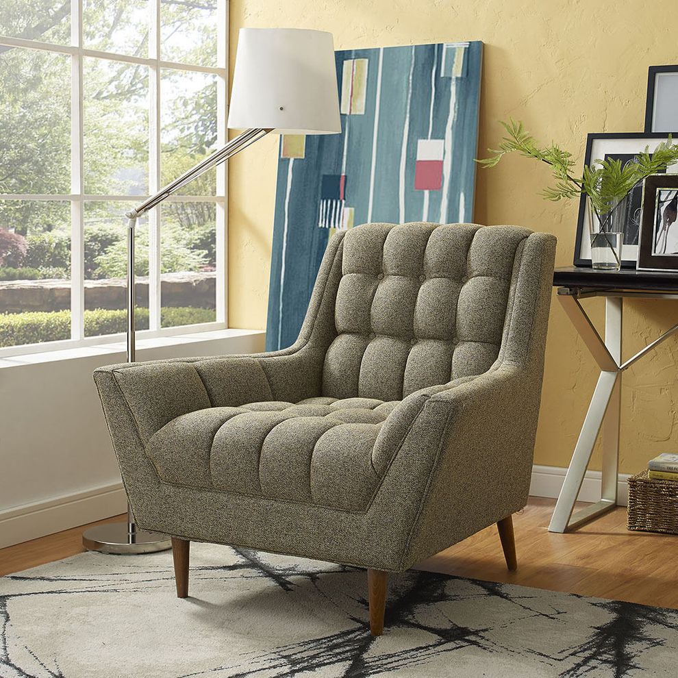 Oatmeal fabric slope arms design chair by Modway