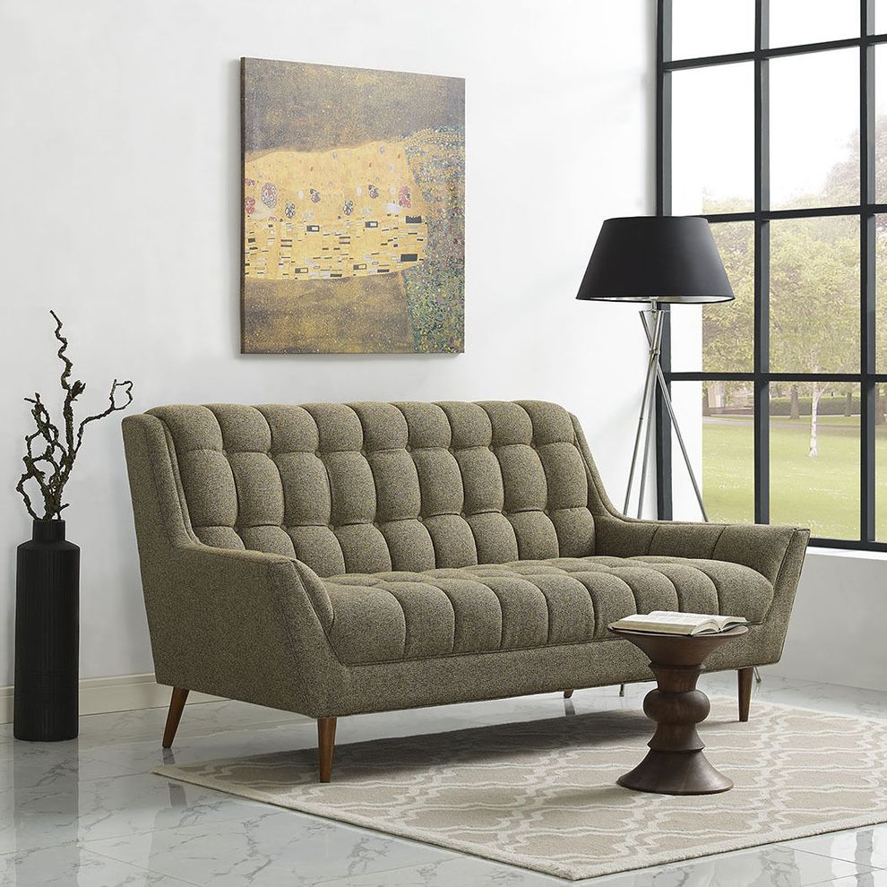 Oatmeal fabric slope arms design loveseat by Modway