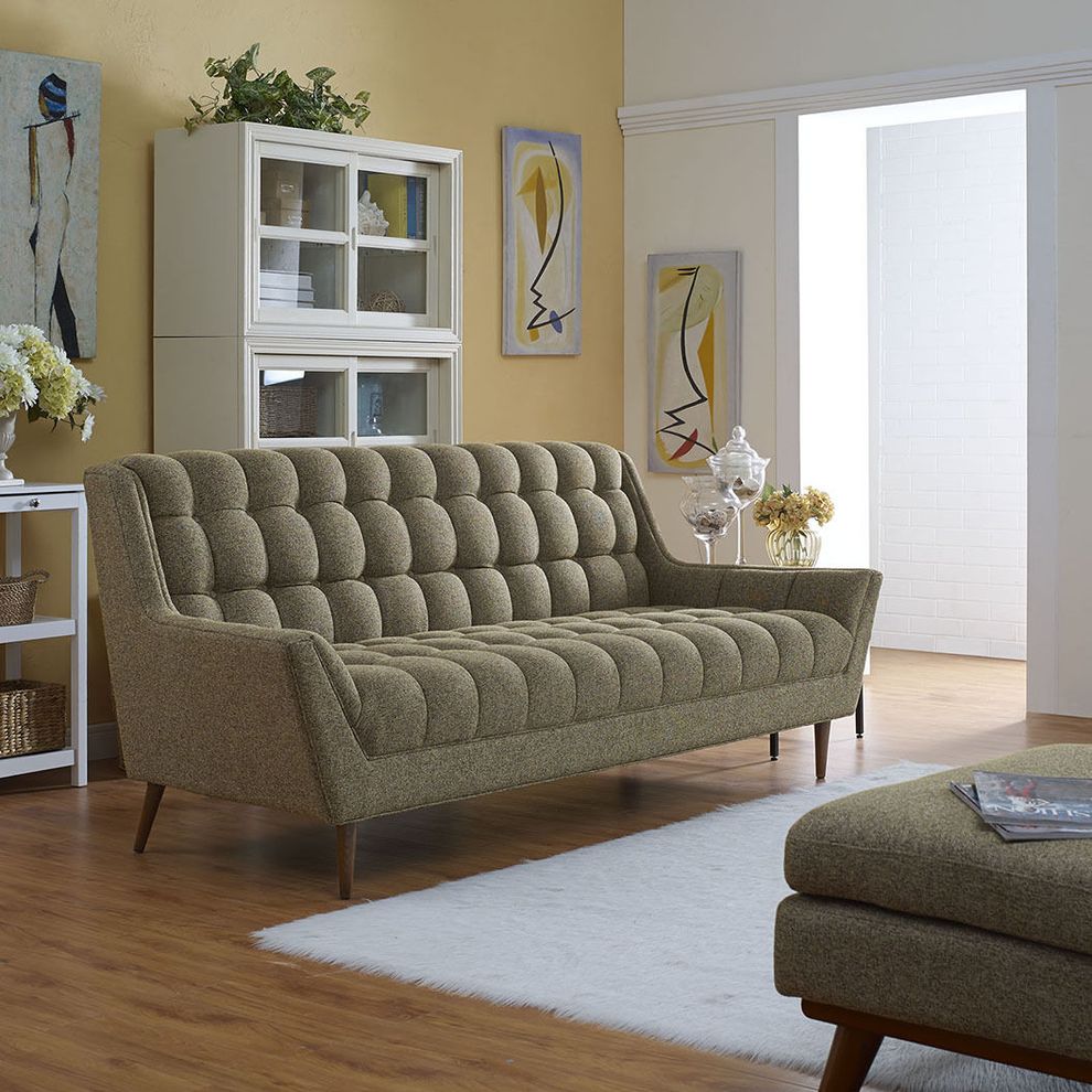 Oatmeal fabric slope arms design sofa by Modway