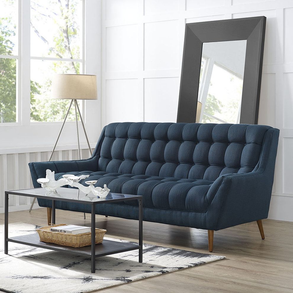 Azure blue fabric slope arms design sofa by Modway